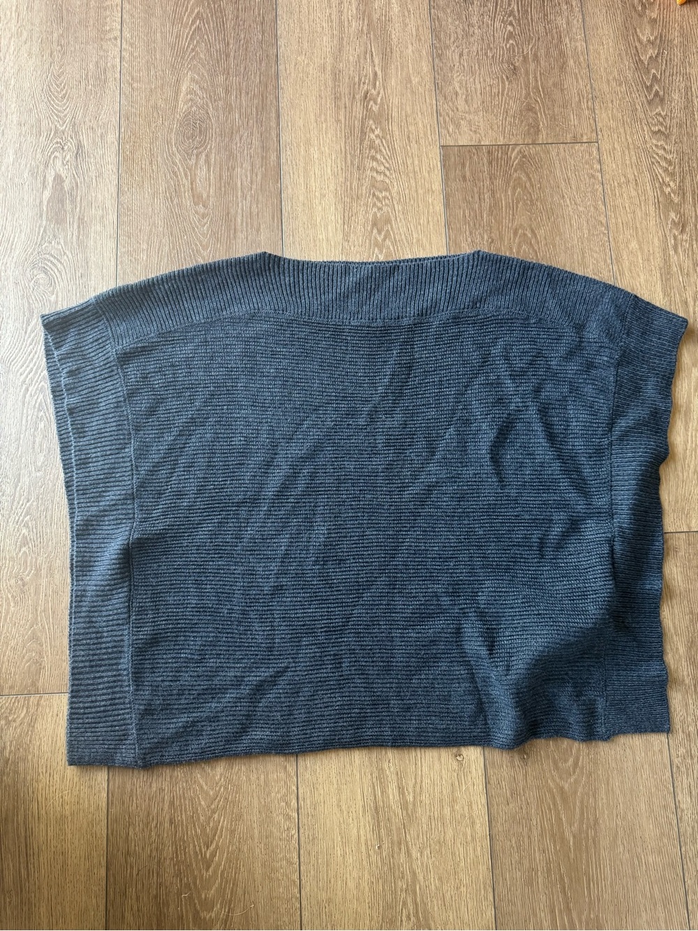 LOFT Charcoal Ribbed Crewneck Sweater